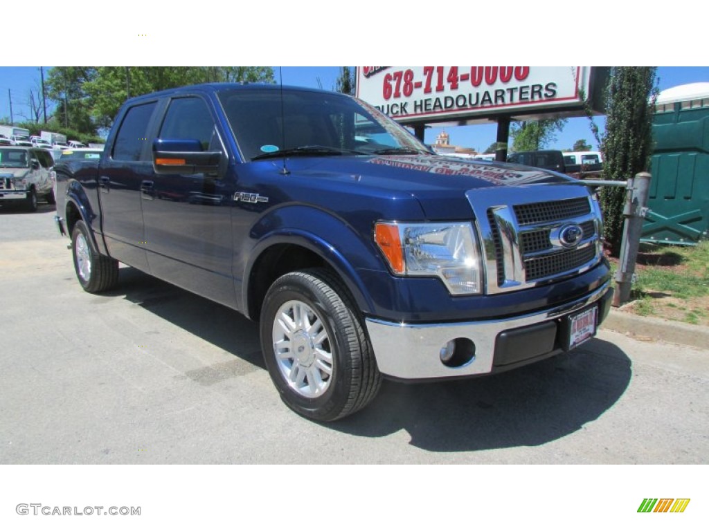 2010 F150 Lariat SuperCrew - Dark Blue Pearl Metallic / Tan photo #10
