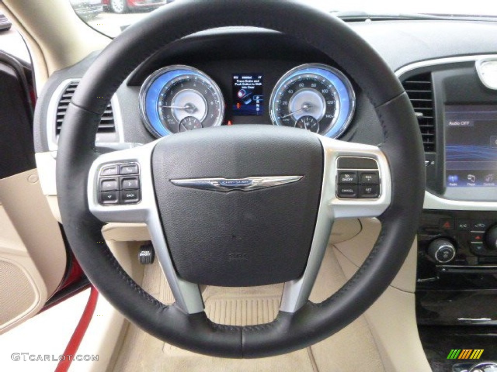 2012 Chrysler 300 Limited AWD Black/Light Frost Beige Steering Wheel Photo #92820768
