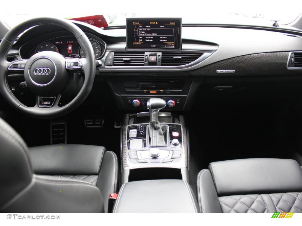 2013 Audi S7 4.0 TFSI quattro Black Valcona leather with diamond stitching Dashboard Photo #92824311