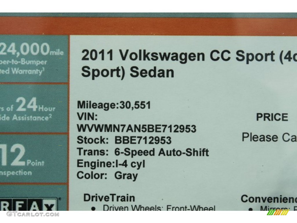 2011 CC Sport - Iron Gray Metallic / Cornsilk Beige/Black photo #37