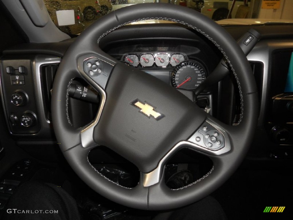 2015 Chevrolet Silverado 2500HD LT Double Cab 4x4 Jet Black Steering Wheel Photo #92838992