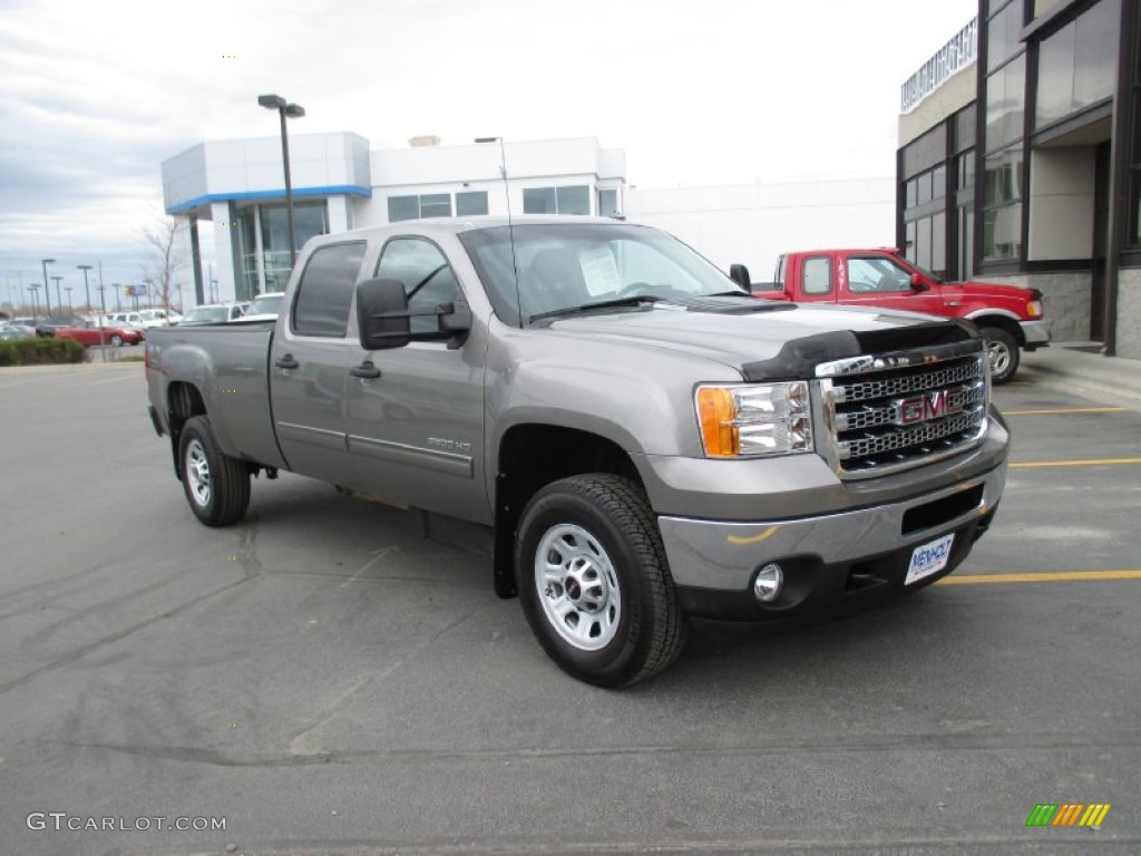 2013 Sierra 3500HD SLE Crew Cab 4x4 - Steel Gray Metallic / Ebony photo #1