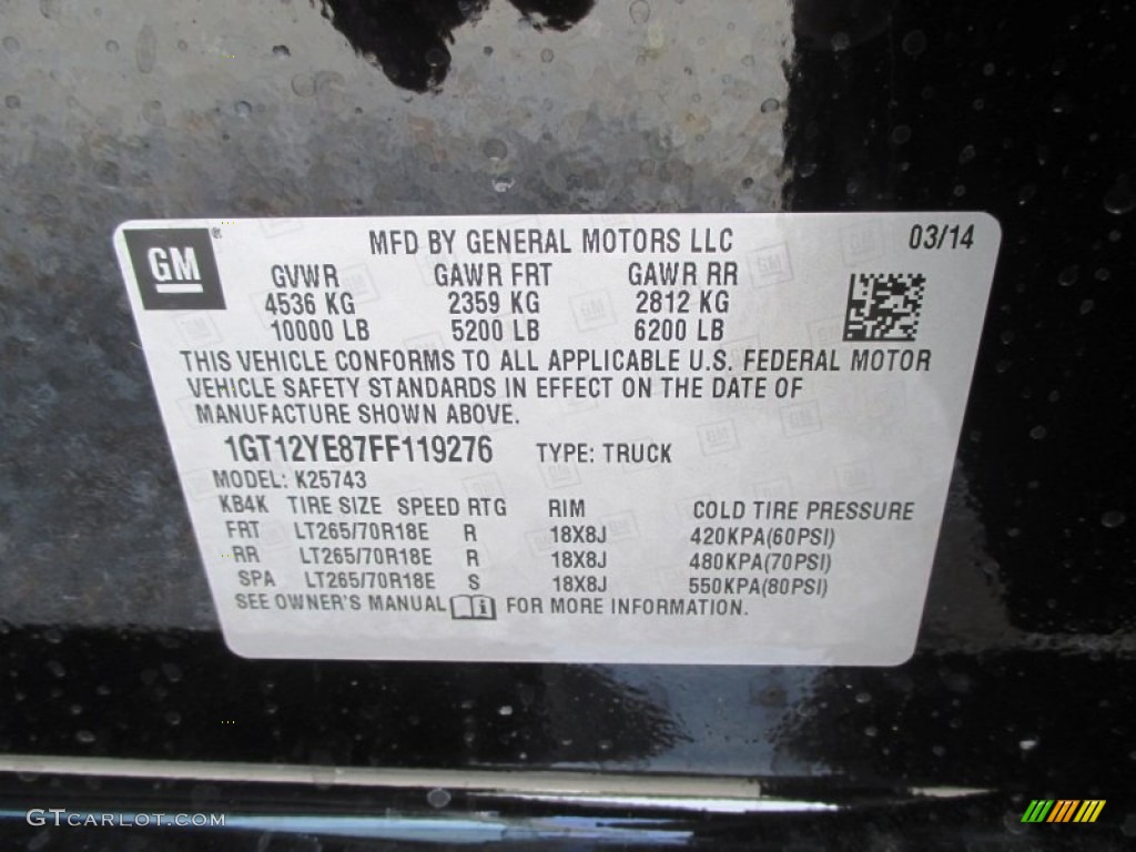 2015 GMC Sierra 2500HD SLE Crew Cab 4x4 Info Tag Photos