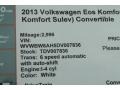 2013 Candy White Volkswagen Eos Komfort  photo #32