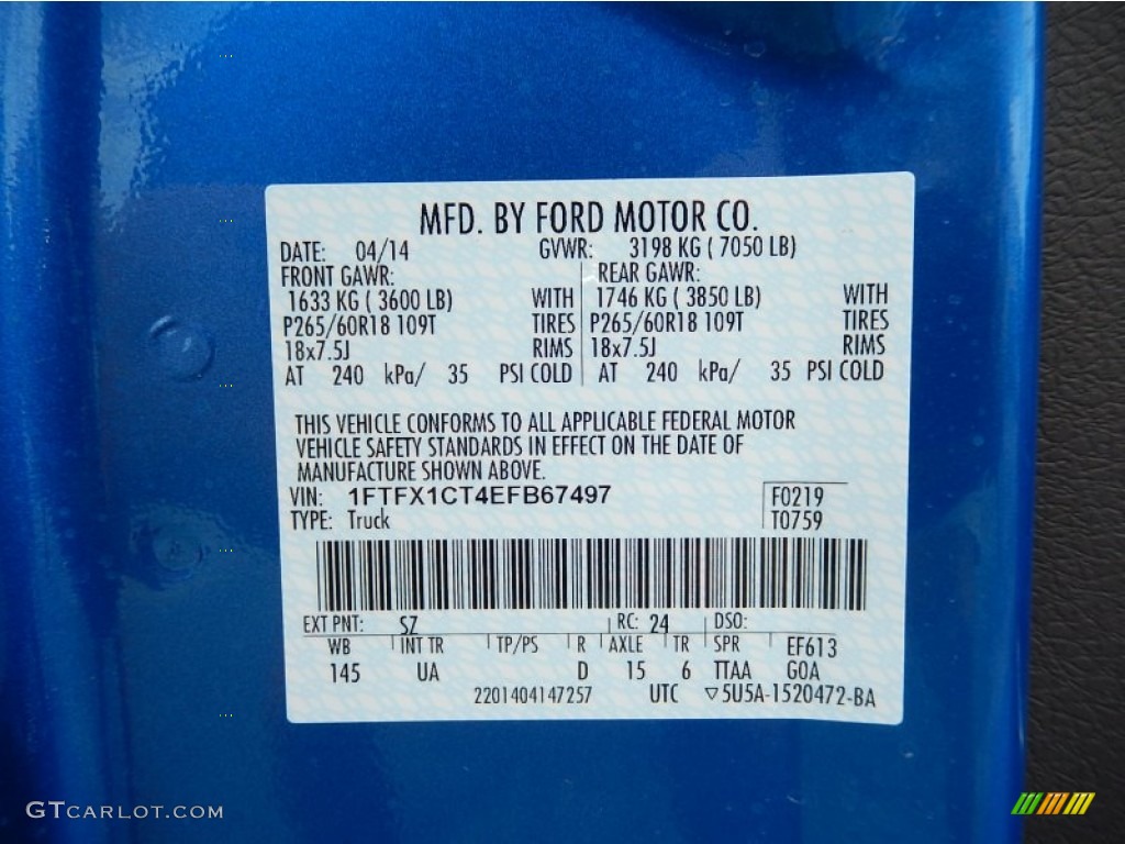 2014 F150 Color Code SZ for Blue Flame Photo #92863610