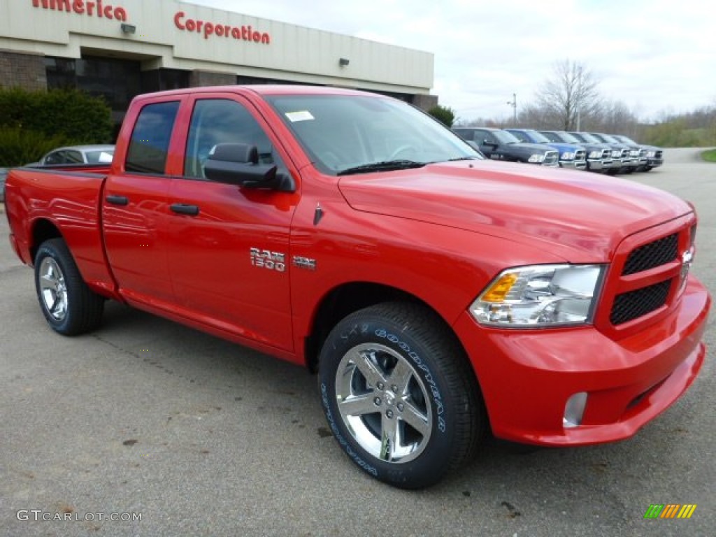 2014 1500 Express Quad Cab 4x4 - Flame Red / Black/Diesel Gray photo #8