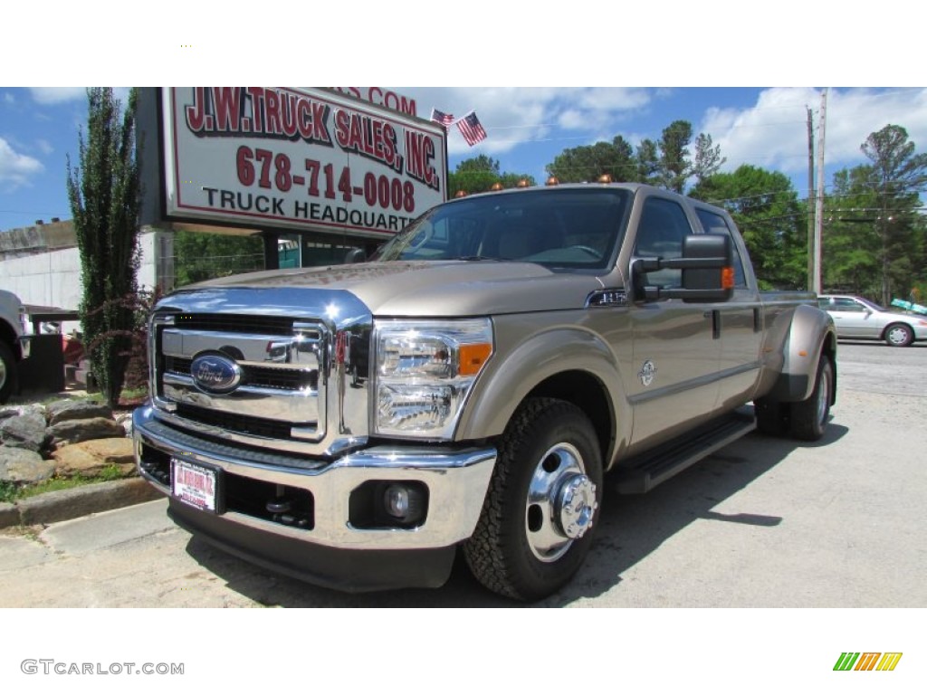 2013 F350 Super Duty XLT Crew Cab Dually - Pale Adobe Metallic / Adobe photo #1
