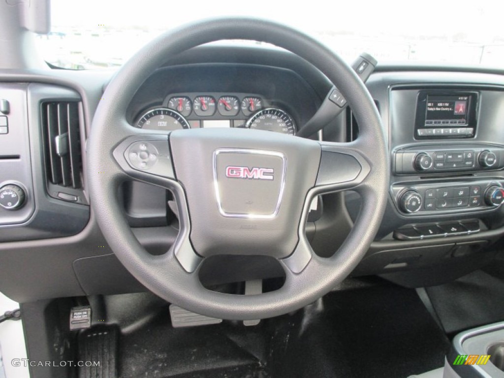 2015 GMC Sierra 2500HD Regular Cab Utility Truck Jet Black/Dark Ash Steering Wheel Photo #92880449