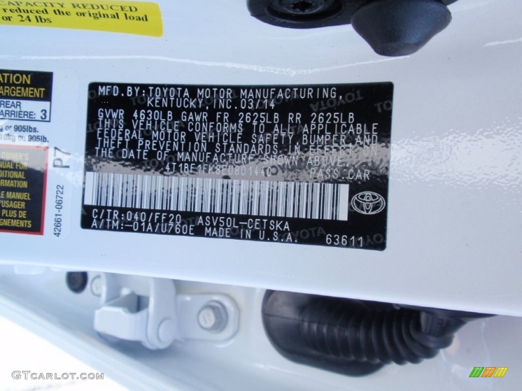 2014 Camry SE - Super White / Black photo #33