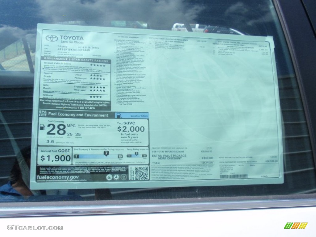 2014 Camry SE - Super White / Black photo #34