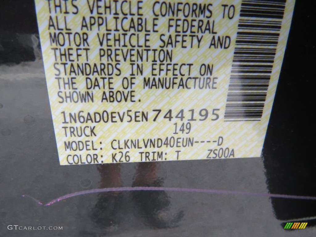2014 Nissan Frontier Pro-4X Crew Cab 4x4 Color Code Photos