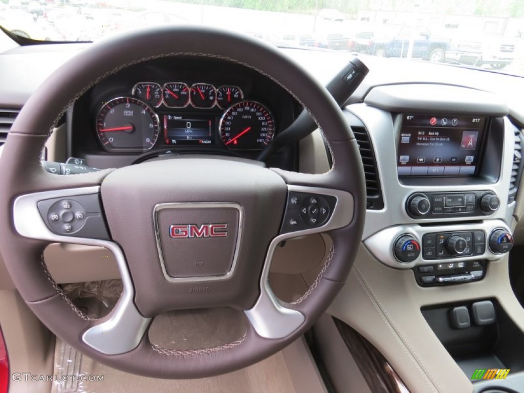 2015 GMC Yukon XL SLE Cocoa/Dune Steering Wheel Photo #92898086
