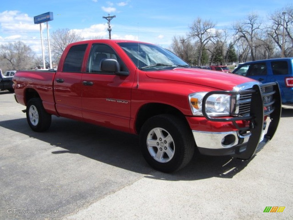 2007 Ram 1500 SLT Quad Cab 4x4 - Flame Red / Medium Slate Gray photo #2