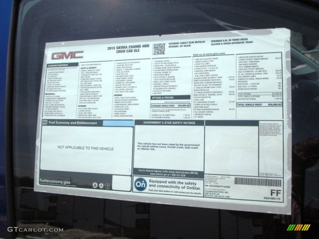 2015 GMC Sierra 2500HD SLE Crew Cab 4x4 Window Sticker Photo #92920744