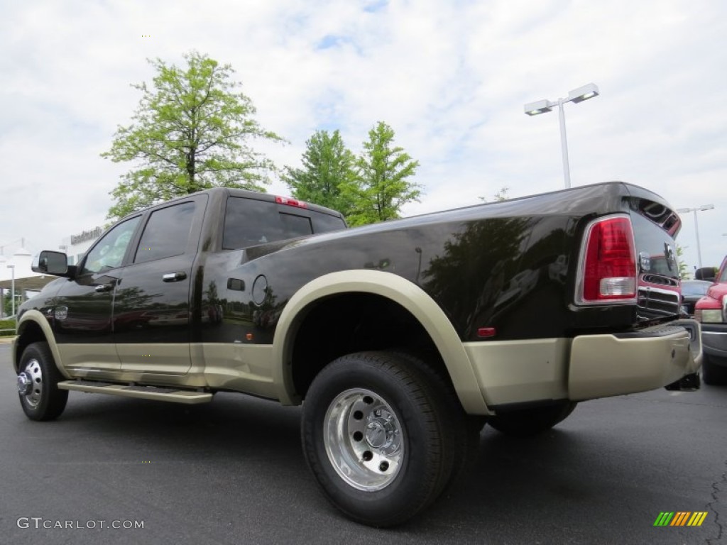 2014 3500 Laramie Longhorn Crew Cab 4x4 Dually - Black Gold Pearl / Canyon Brown/Light Frost Beige photo #2