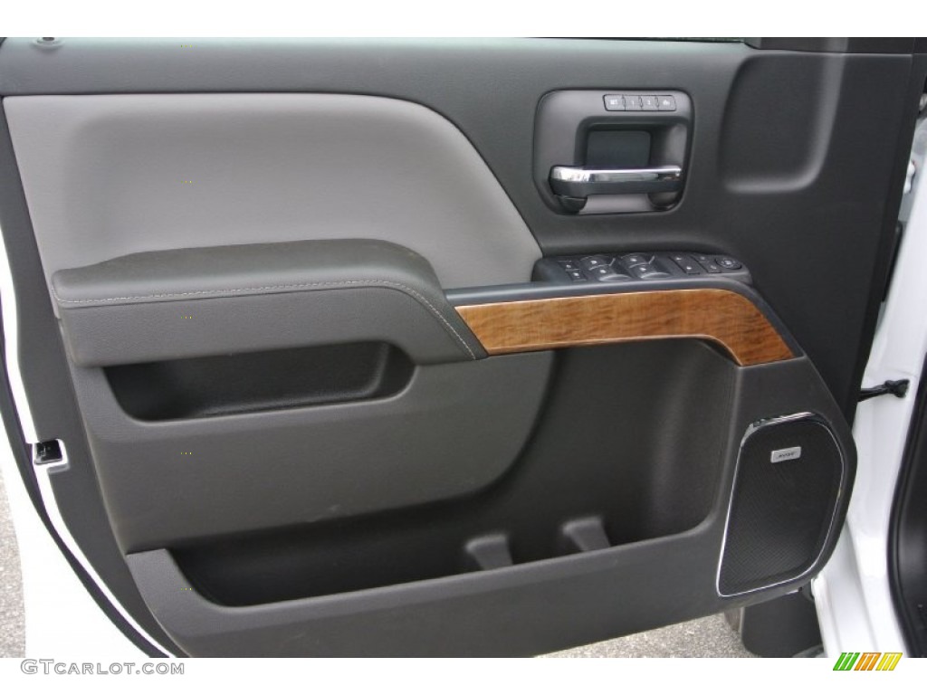 2015 Chevrolet Silverado 3500HD LTZ Crew Cab Dual Rear Wheel 4x4 Jet Black/Dark Ash Door Panel Photo #92960603