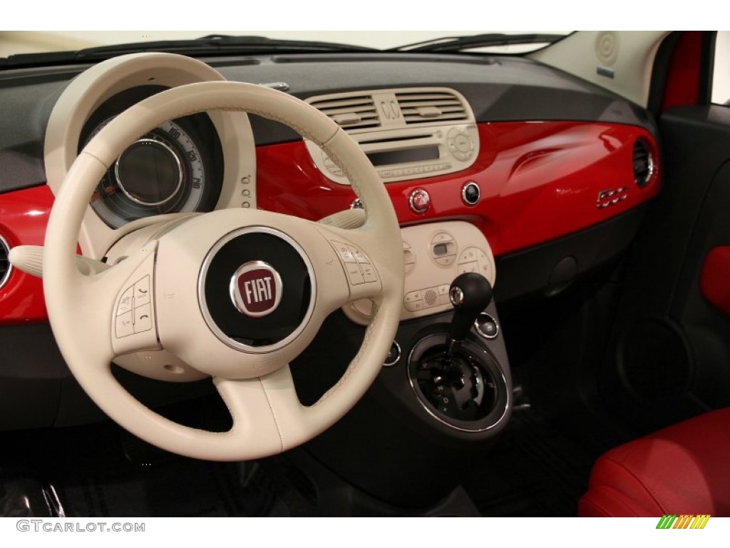 2012 Fiat 500 Lounge Pelle Rossa/Avorio (Red/Ivory) Dashboard Photo #92965541