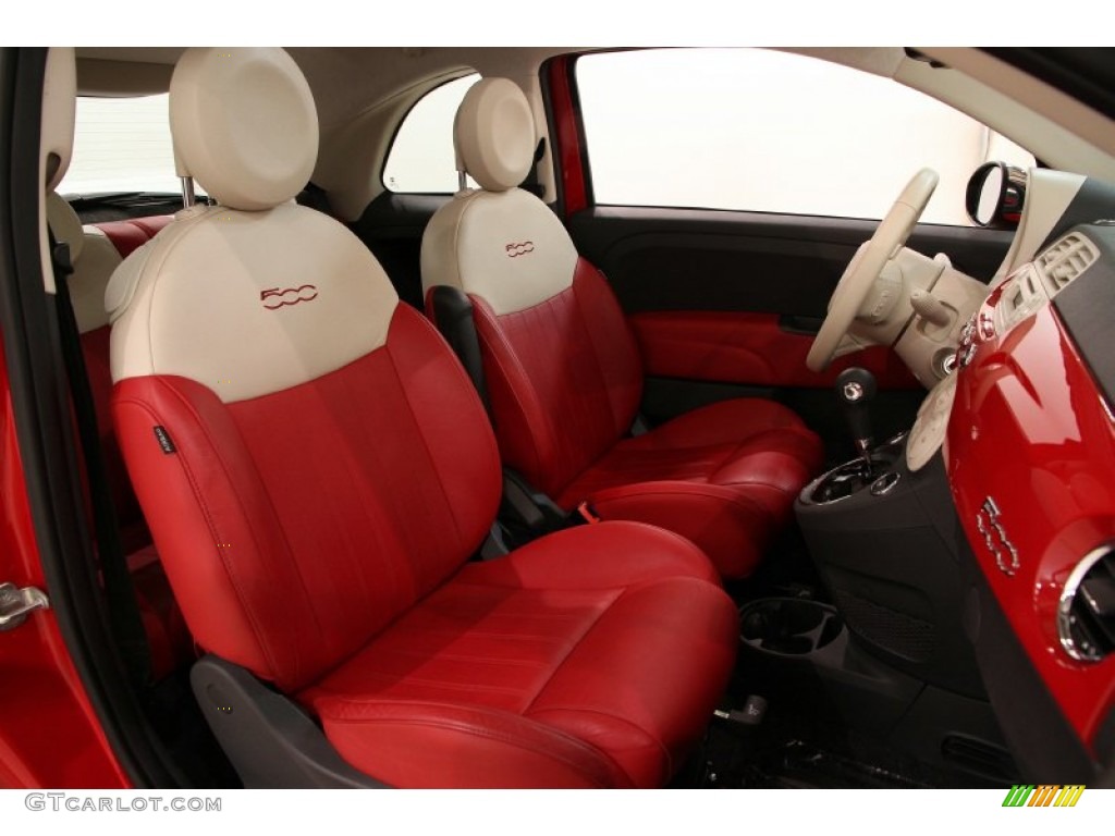 Pelle Rossa/Avorio (Red/Ivory) Interior 2012 Fiat 500 Lounge Photo #92965697