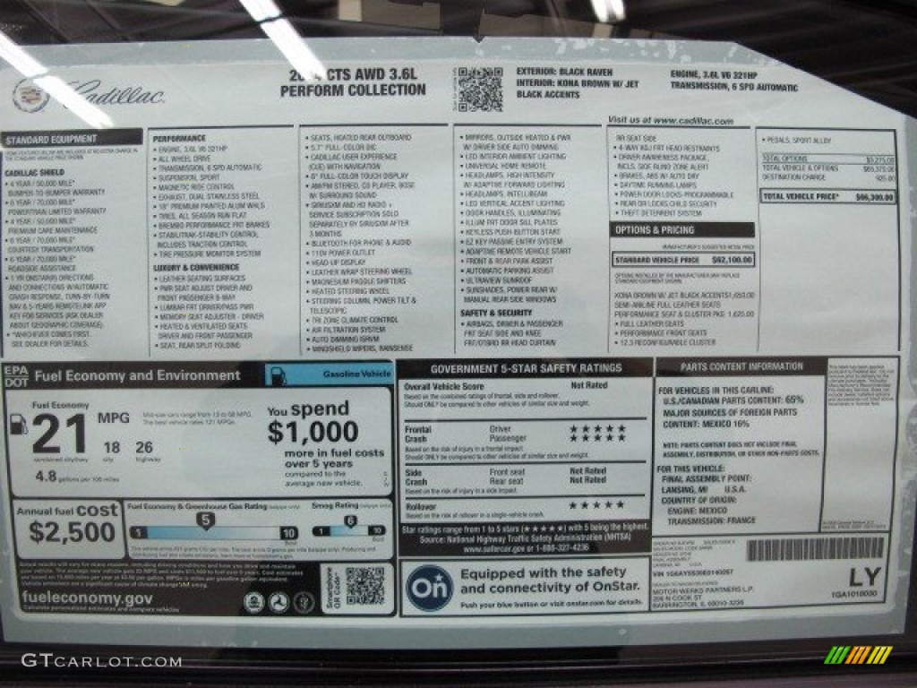 2014 Cadillac CTS Performance Sedan AWD Window Sticker Photos