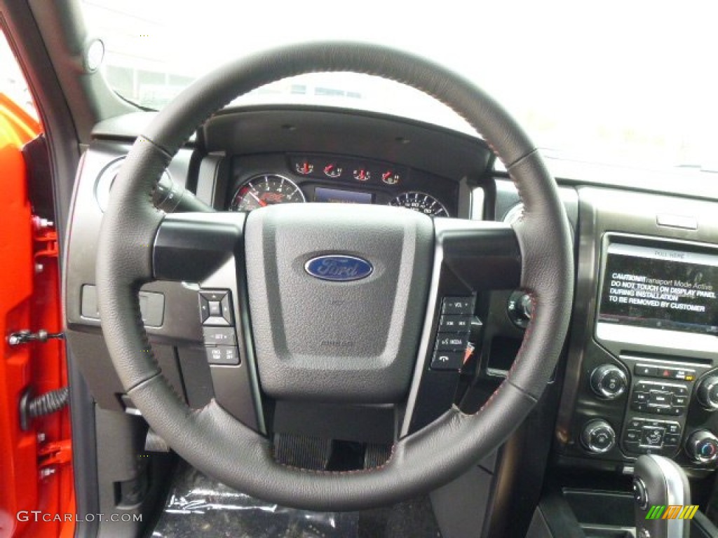 2014 Ford F150 FX4 Tremor Regular Cab 4x4 FX Appearance Black Leather/Alcantara Steering Wheel Photo #92977550