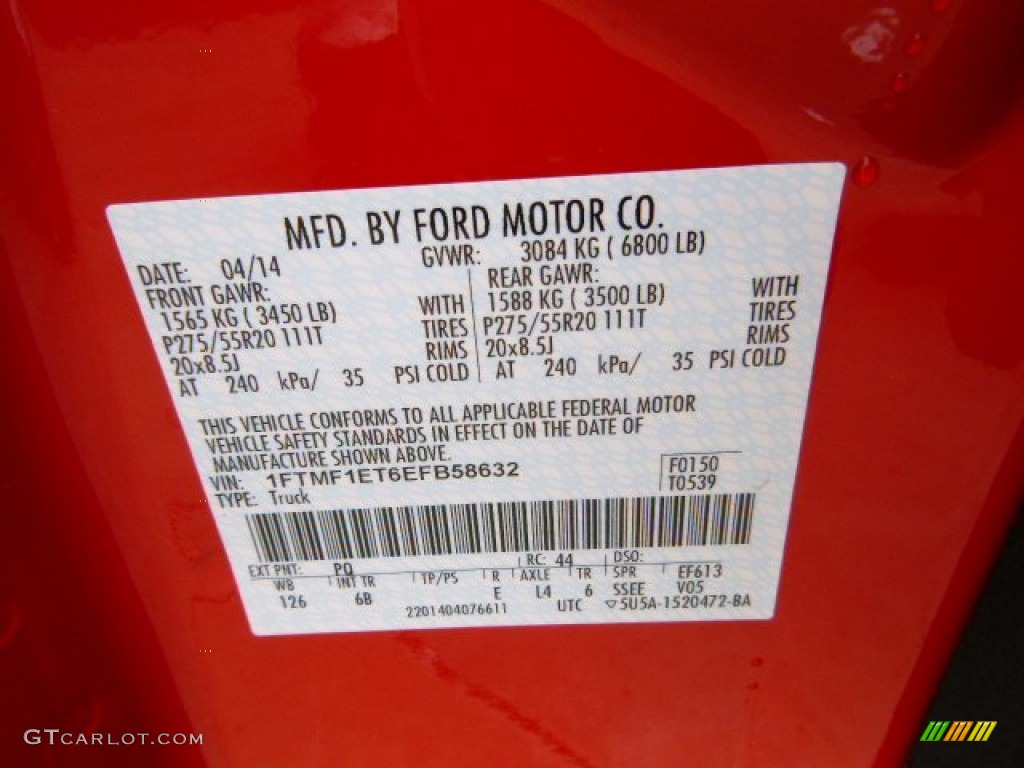 2014 Ford F150 PQ Race Red Gallon Basecoat Paint