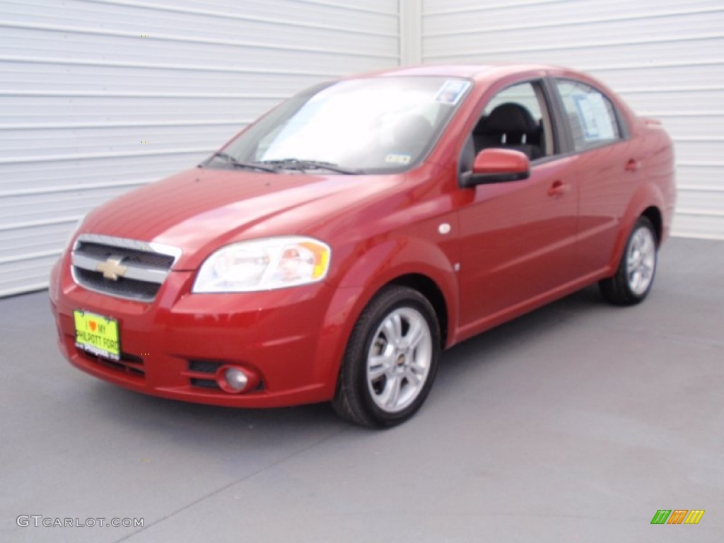 2008 Aveo LS Sedan - Victory Red / Charcoal photo #7