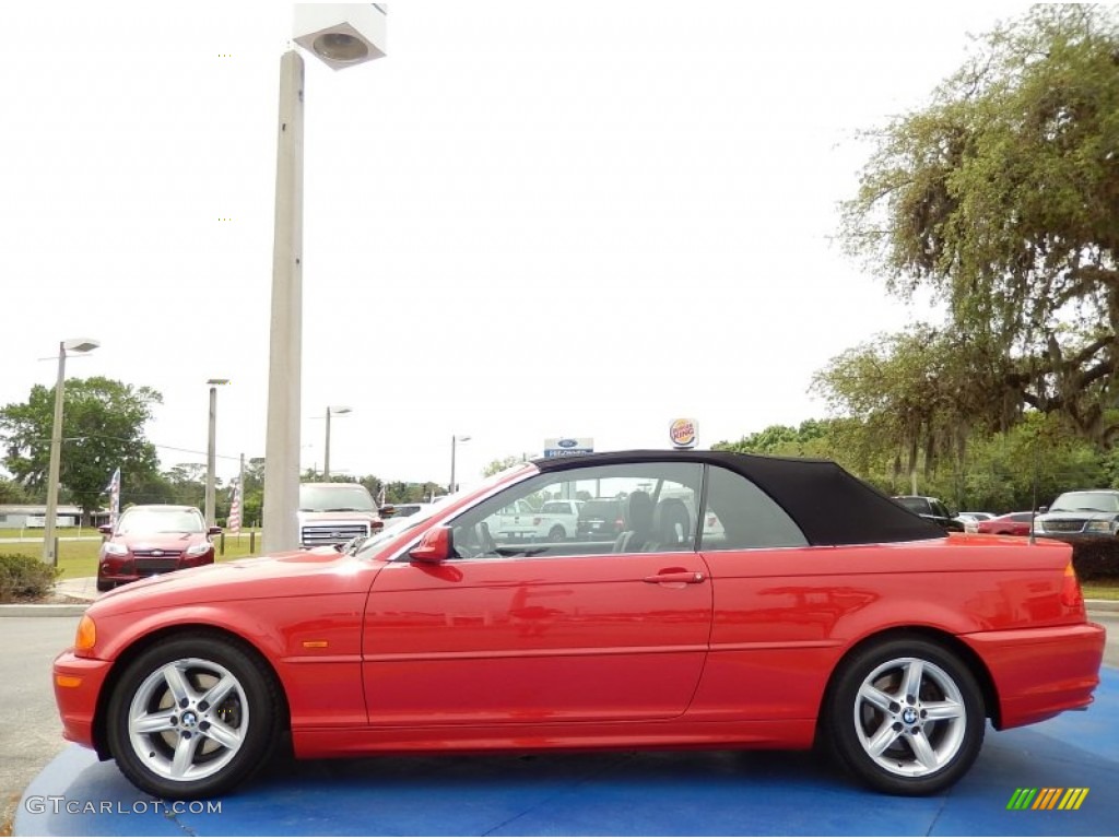 2002 3 Series 325i Convertible - Electric Red / Black photo #2