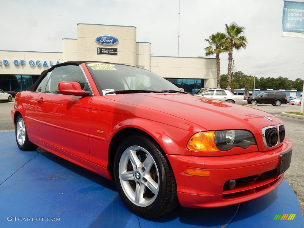 2002 3 Series 325i Convertible - Electric Red / Black photo #7