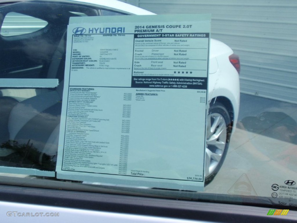 2014 Hyundai Genesis Coupe 2.0T Premium Window Sticker Photo #92986760