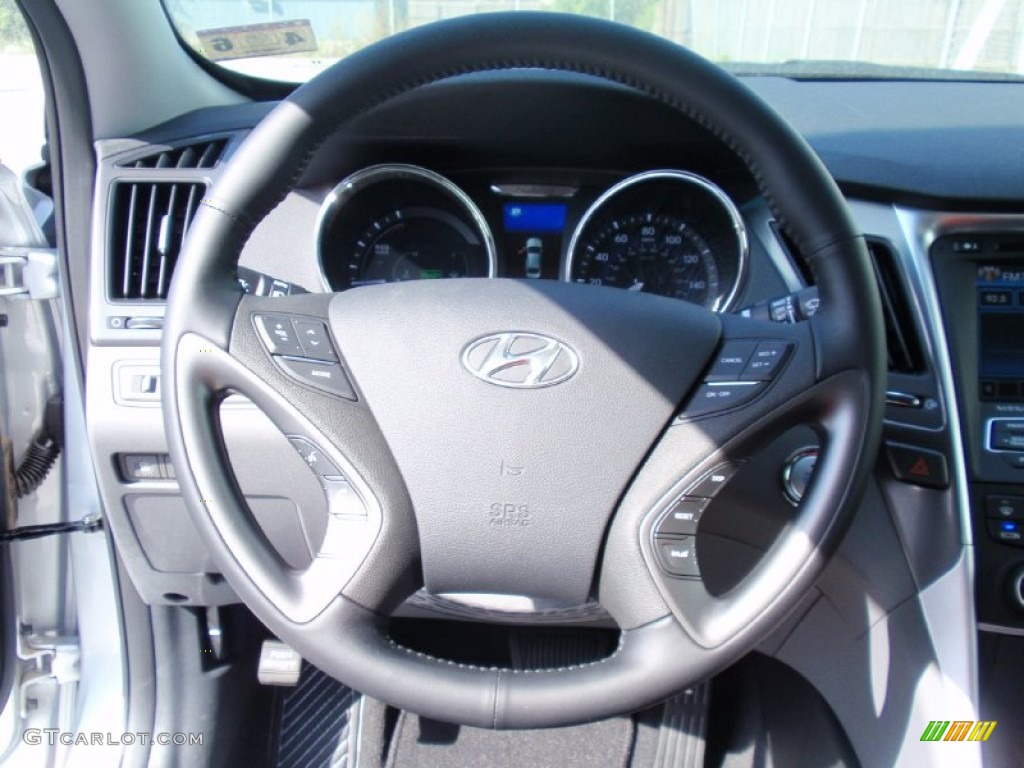2014 Hyundai Sonata Hybrid Limited Gray Steering Wheel Photo #92988191
