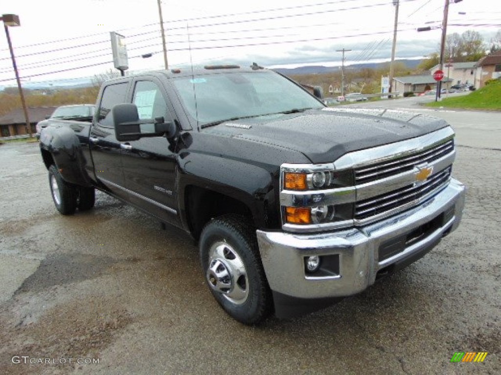 Black 2015 Chevrolet Silverado 3500HD LTZ Crew Cab Dual Rear Wheel 4x4 Exterior Photo #92990390