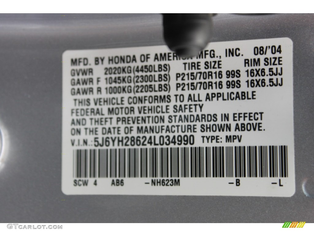 2004 Element EX AWD - Satin Silver Metallic / Gray photo #16