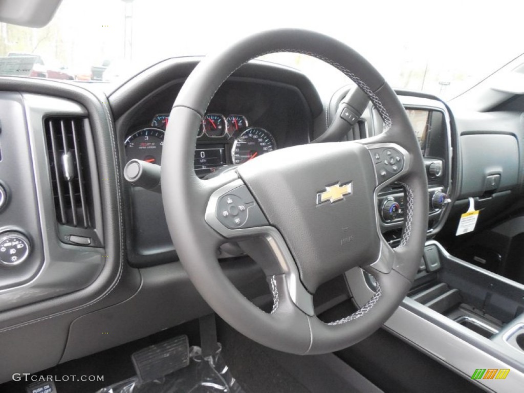 2015 Chevrolet Silverado 2500HD LTZ Crew Cab 4x4 Jet Black/Dark Ash Steering Wheel Photo #92991588