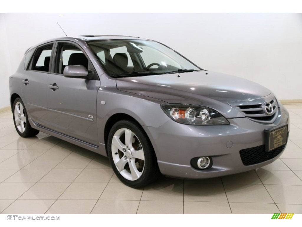 2005 MAZDA3 s Hatchback - Titanium Gray Metallic / Black/Red photo #1