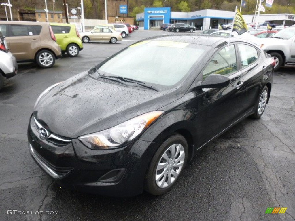2012 Elantra GLS - Black Noir Pearl / Beige photo #4