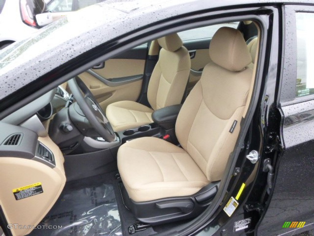 2012 Elantra GLS - Black Noir Pearl / Beige photo #10
