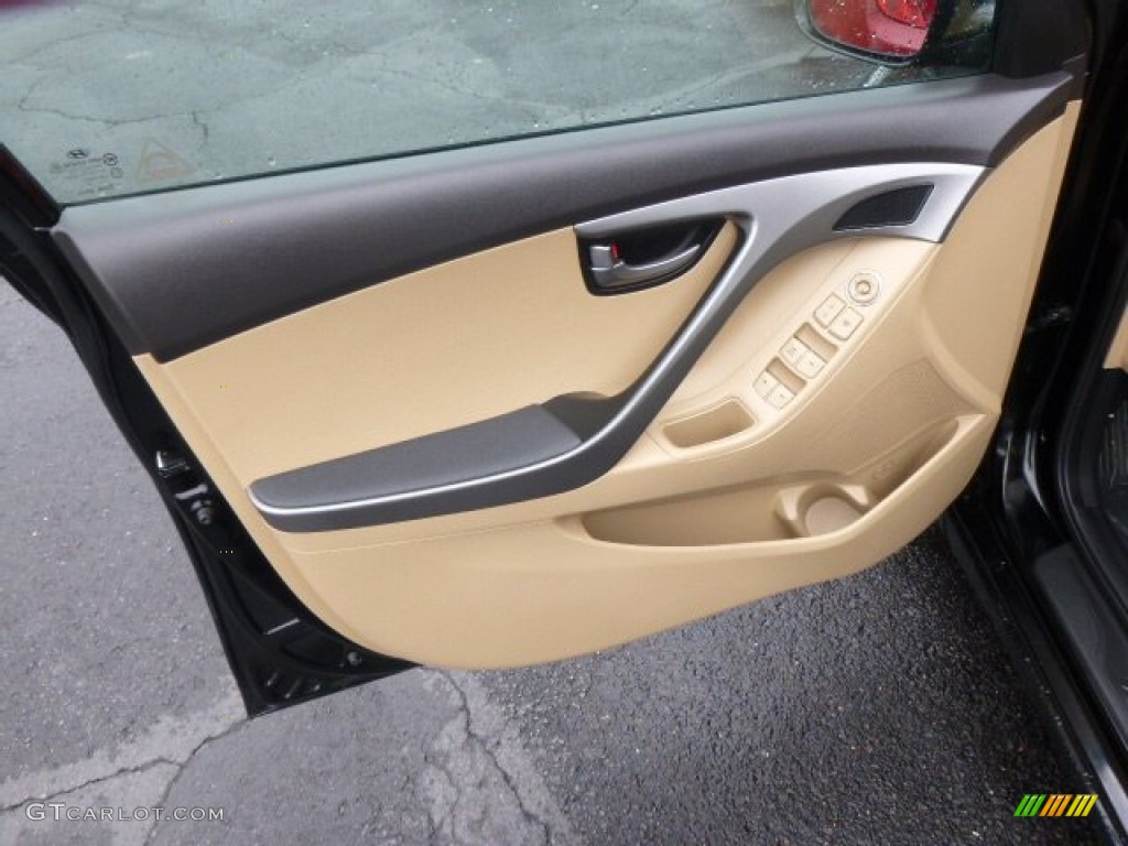 2012 Elantra GLS - Black Noir Pearl / Beige photo #11