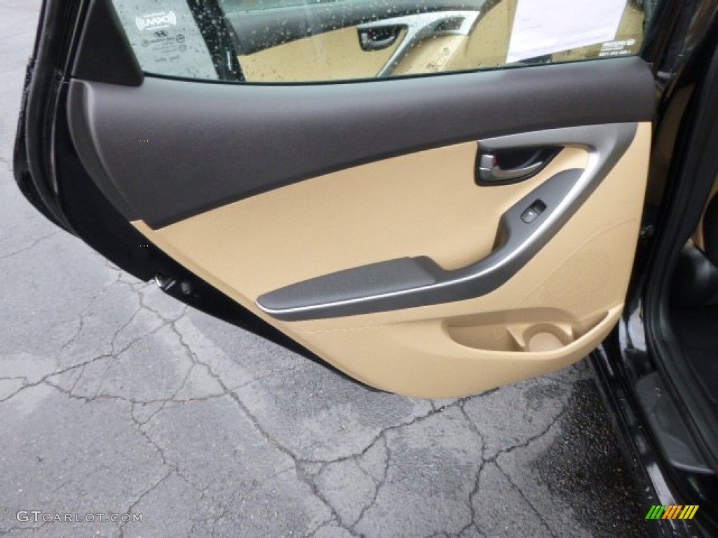 2012 Elantra GLS - Black Noir Pearl / Beige photo #13