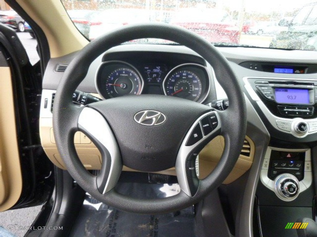 2012 Elantra GLS - Black Noir Pearl / Beige photo #18