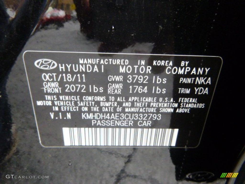 2012 Elantra GLS - Black Noir Pearl / Beige photo #20