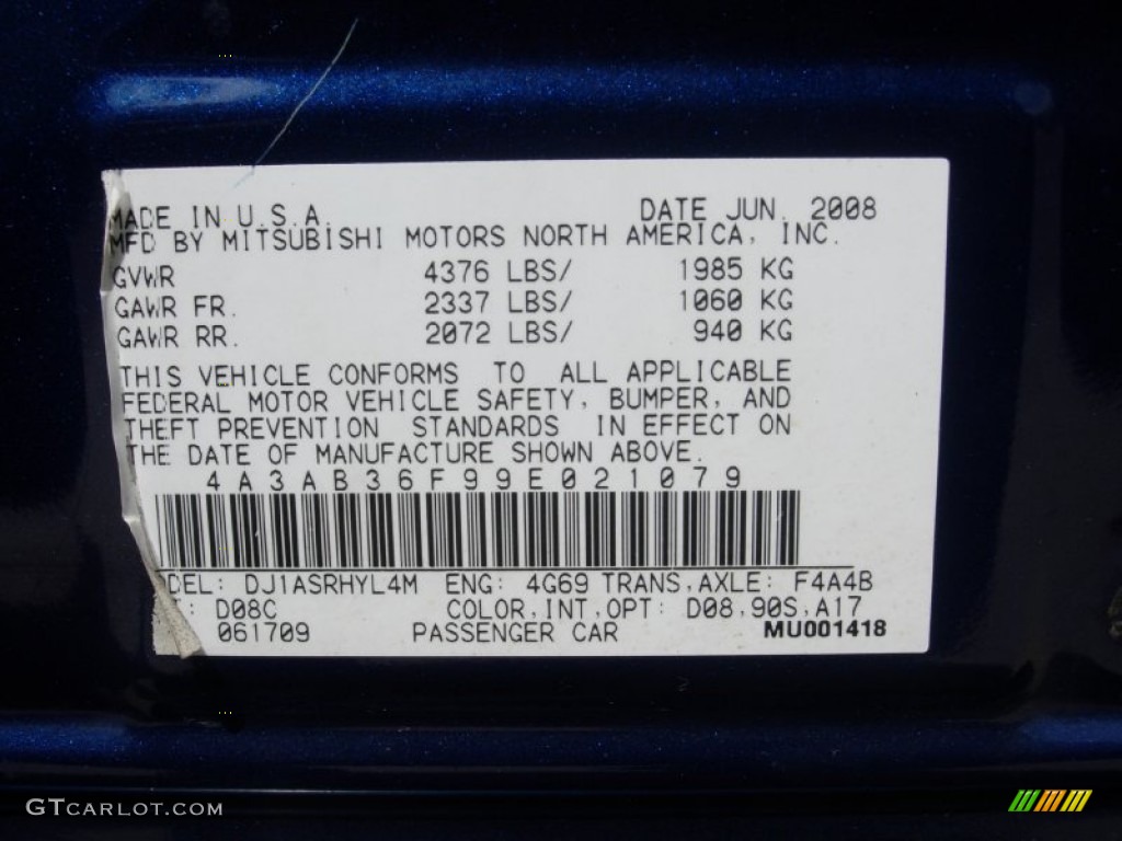 2009 Galant Sport Edition - Maizen Blue Pearl / Beige photo #26