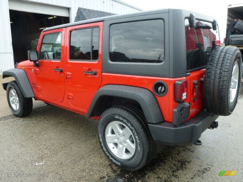 Flame Red 2014 Jeep Wrangler Unlimited Sport S 4x4 Exterior Photo #93022911