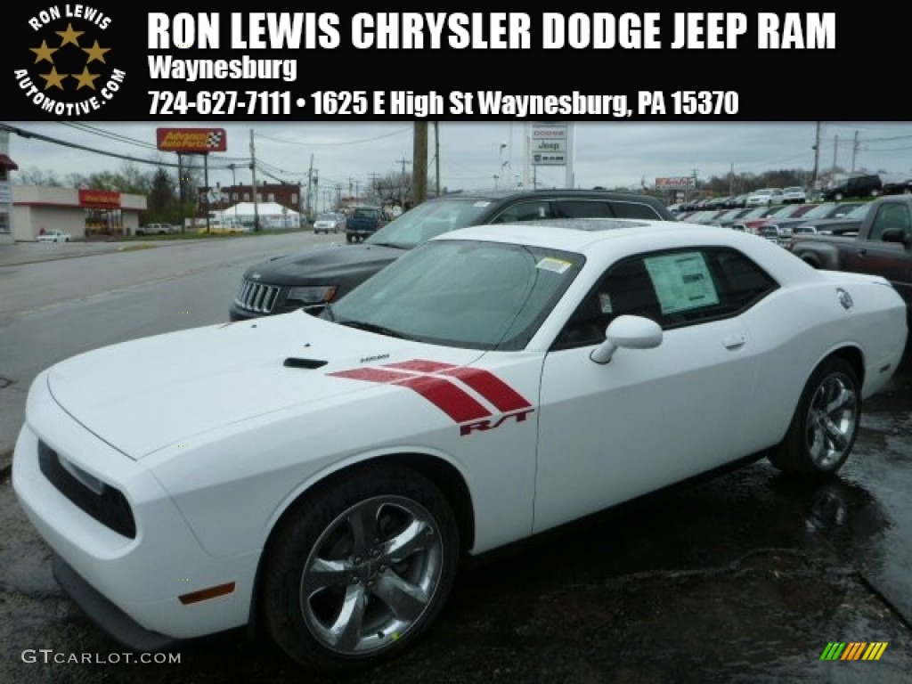 2014 Challenger R/T Plus - Bright White / Dark Slate Gray/Radar Red photo #1