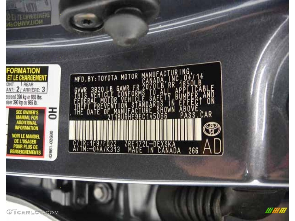 2014 Corolla S - Slate Metallic / Black photo #33