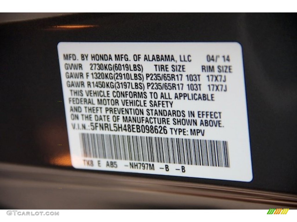 2014 Odyssey EX - Modern Steel Metallic / Gray photo #26