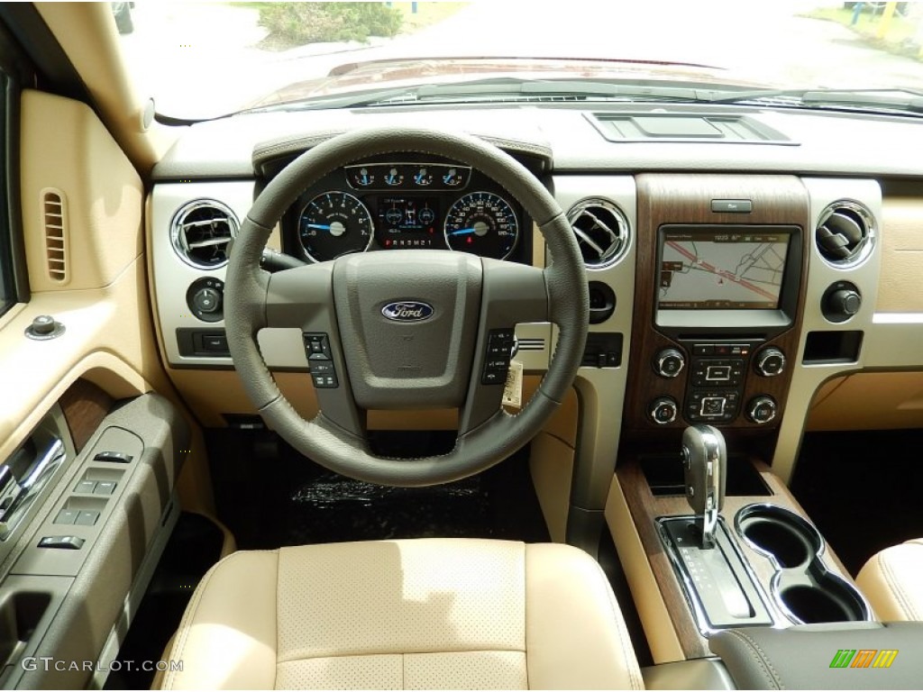 2014 Ford F150 Lariat SuperCab Pale Adobe Dashboard Photo #93044167