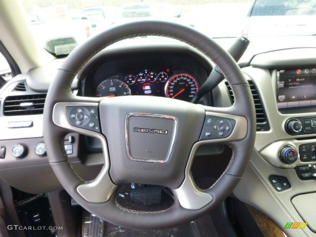 2015 GMC Yukon Denali 4WD Denali Cocoa/Dark Atmosphere Steering Wheel Photo #93052894
