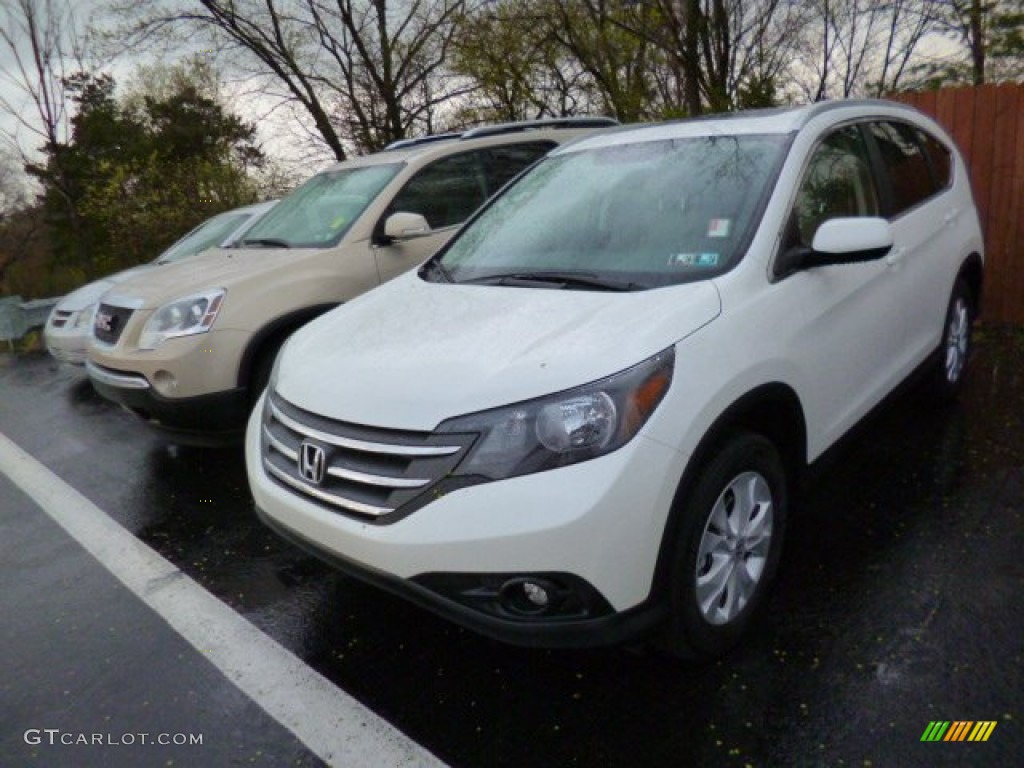 2012 CR-V EX-L 4WD - White Diamond Pearl / Beige photo #3