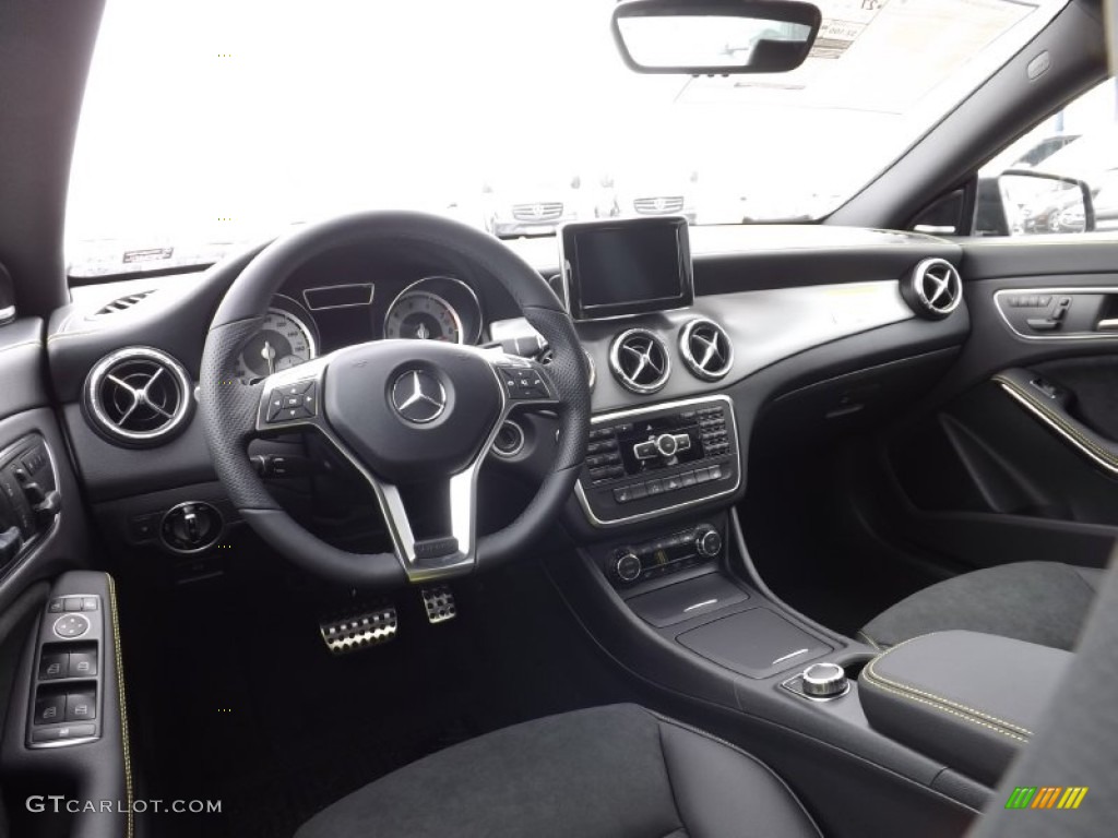 2014 Mercedes-Benz CLA Edition 1 4Matic Neon Art Black/DINAMICA w/Yellow Stitching Dashboard Photo #93063875