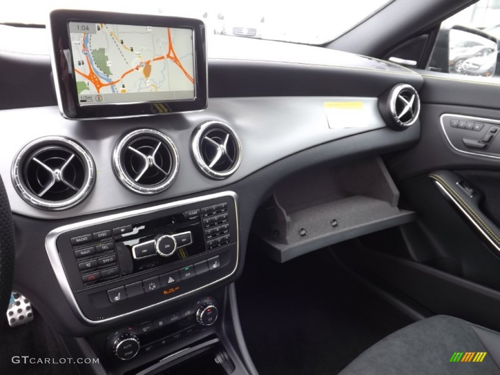 2014 Mercedes-Benz CLA Edition 1 4Matic Neon Art Black/DINAMICA w/Yellow Stitching Dashboard Photo #93063970